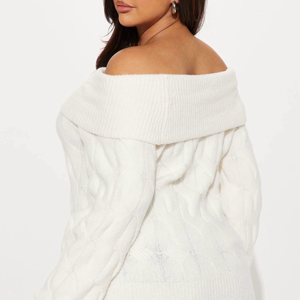 Fashion Nova Off-Shoulder Cream Sweater - Picture 2 of 2